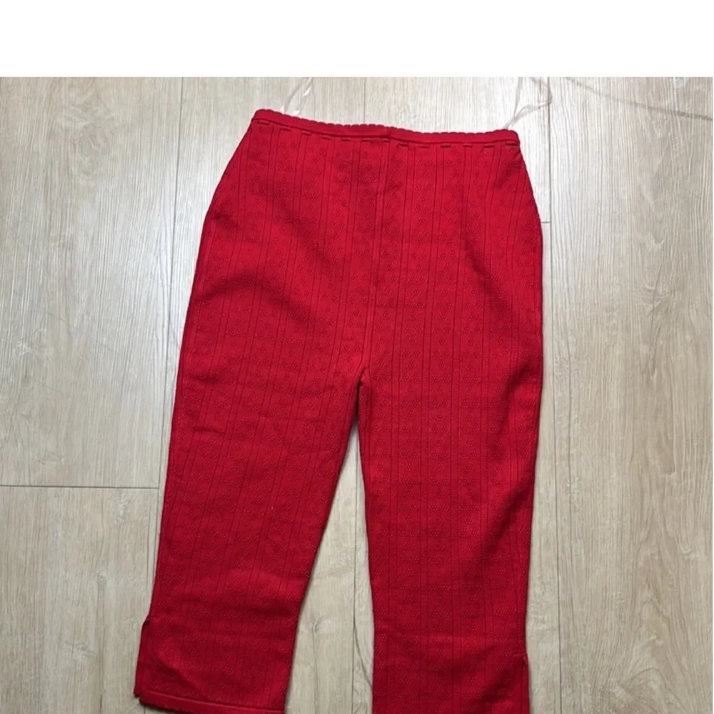 House of CB Red Knit Tie-Front Crop Cardigan & Midi Pants Set